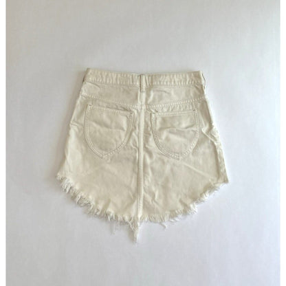 Free People Bailey Denim Jean Skirt Raw Hem White - 26