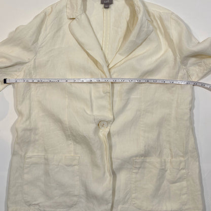 J Jill Single Button Blazer Jacket Ivory White - L