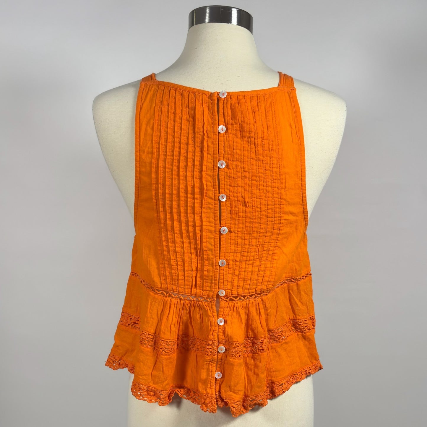 Free People Constant Crush Crochet Tank Top Orange - S