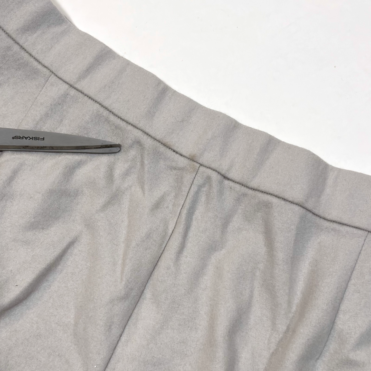 Eileen Fisher System Boiled Wool Jersey Pleated Wide-Leg Trouser Pant Chalk Gray - XL