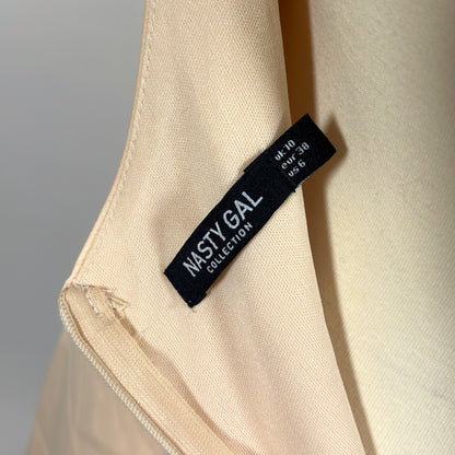 Nasty Gal Slinky Satin Mini Slip Dress Champange Low Back - 6