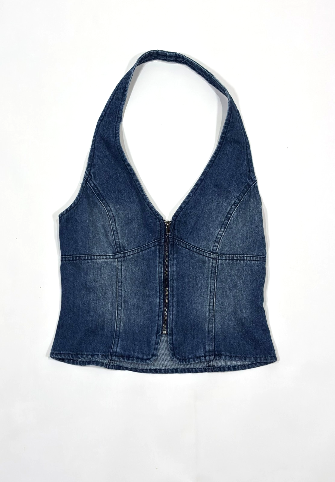 Your Favorite Ellie Denim Halter Zip Vest Pacsun - S