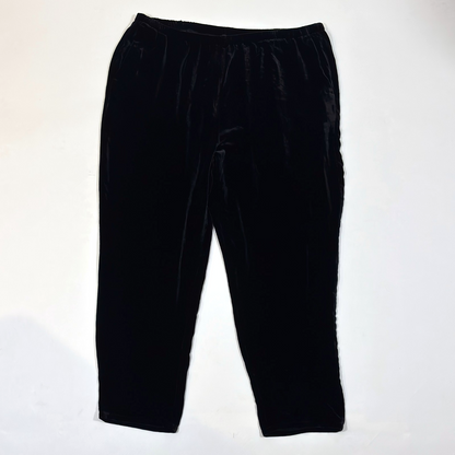 Eileen Fisher System Black Velvet Tapered Ankle Pants Elastic Waist - XL