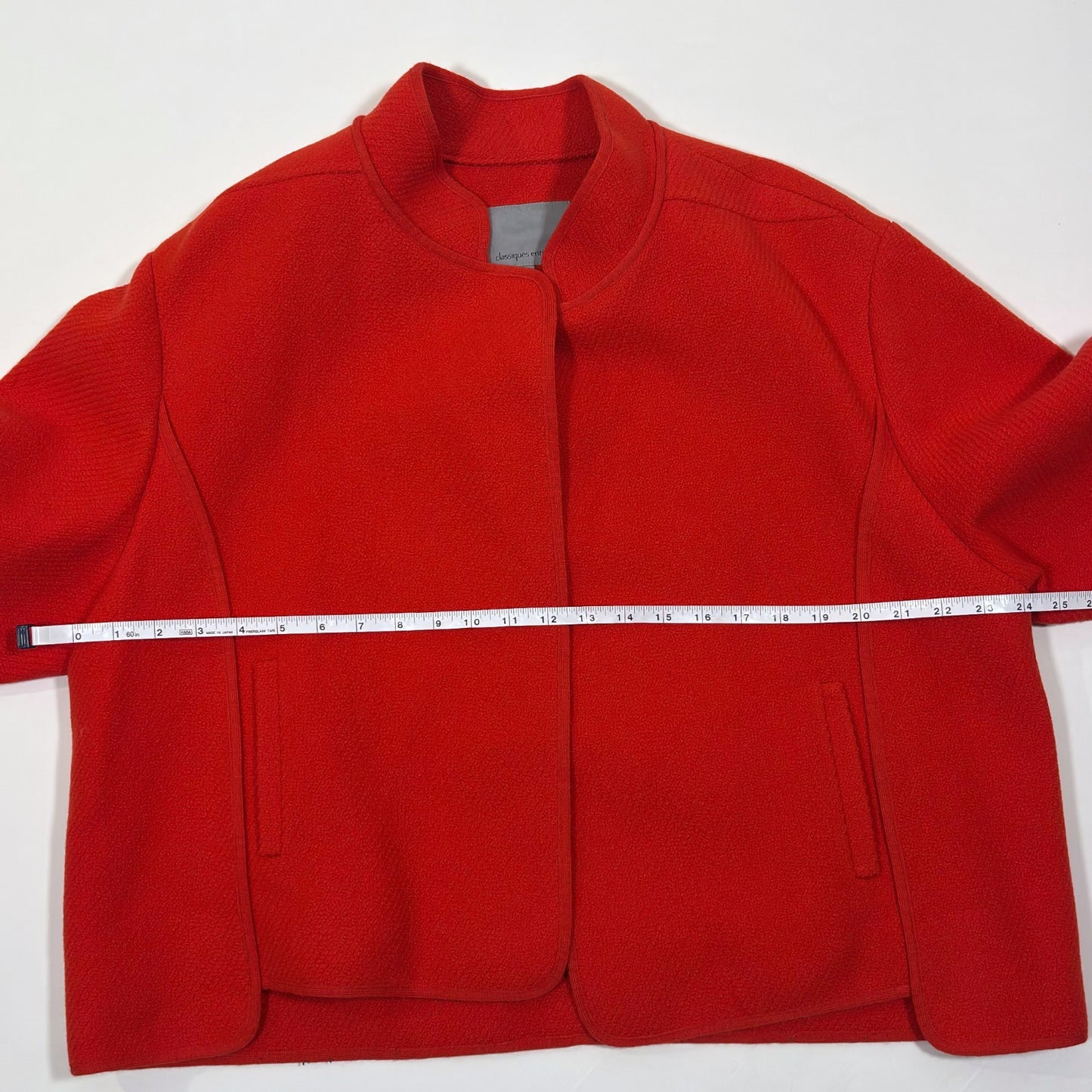 Classiques Entier Red Structured Boxy Blazer Jacket Textured Open Front - L/XL