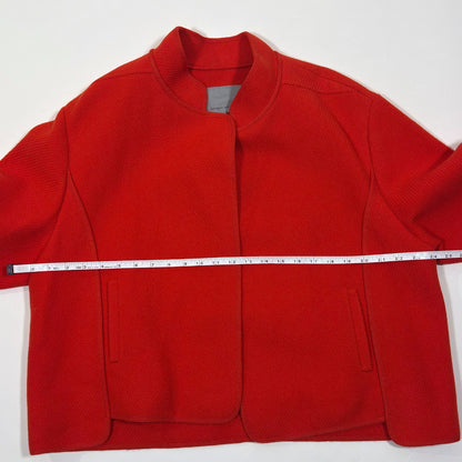 Classiques Entier Red Structured Boxy Blazer Jacket Textured Open Front - L/XL
