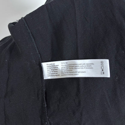 Eileen Fisher System Georgette Silk Wrap Blouse Black Crepe - XL