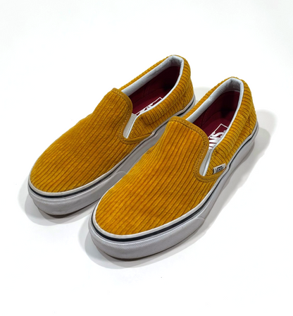 Vans Classic Slip-On Sneakers Sunflower Yellow Corduroy - Womens Size 6 / Mens 4.5