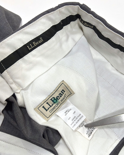 LL Bean Mens Wool Trouser Pants Grey - 34x34