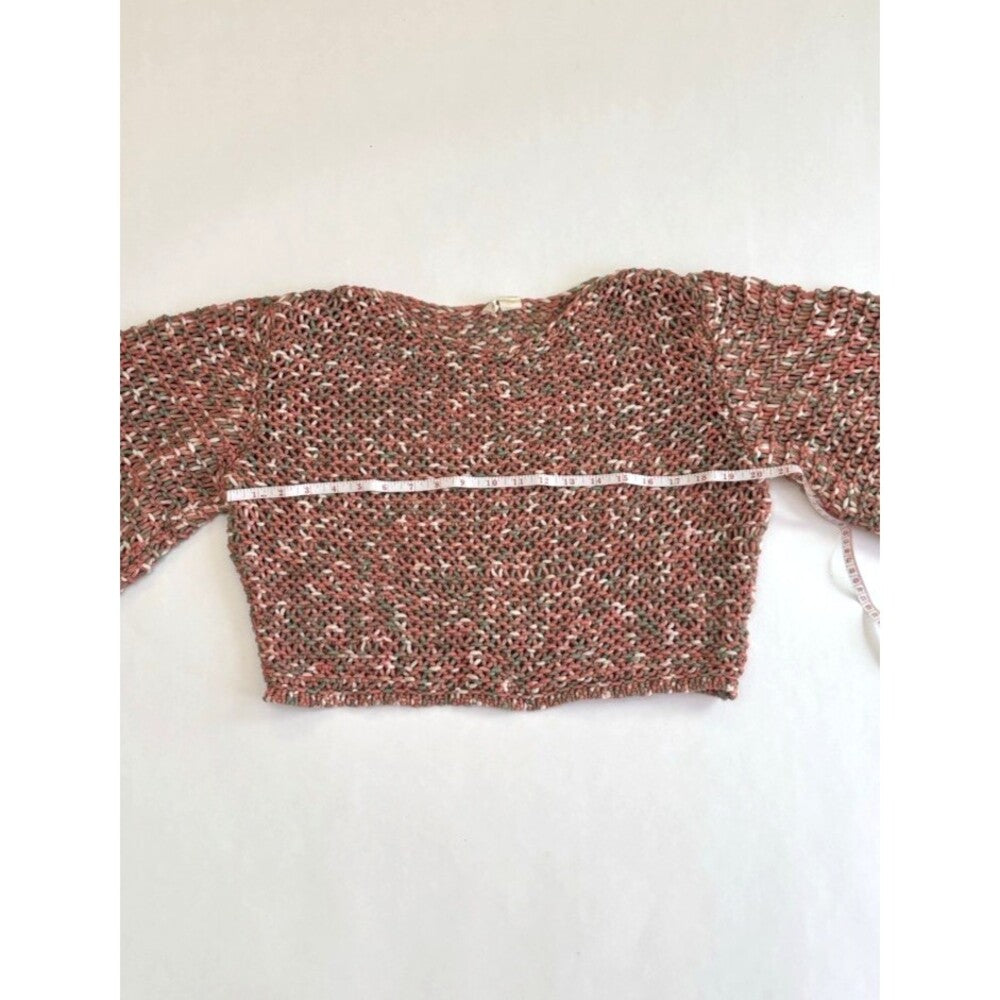 MOTH Salina Open Weave Cropped Crochet Sweater Anthropologie - S