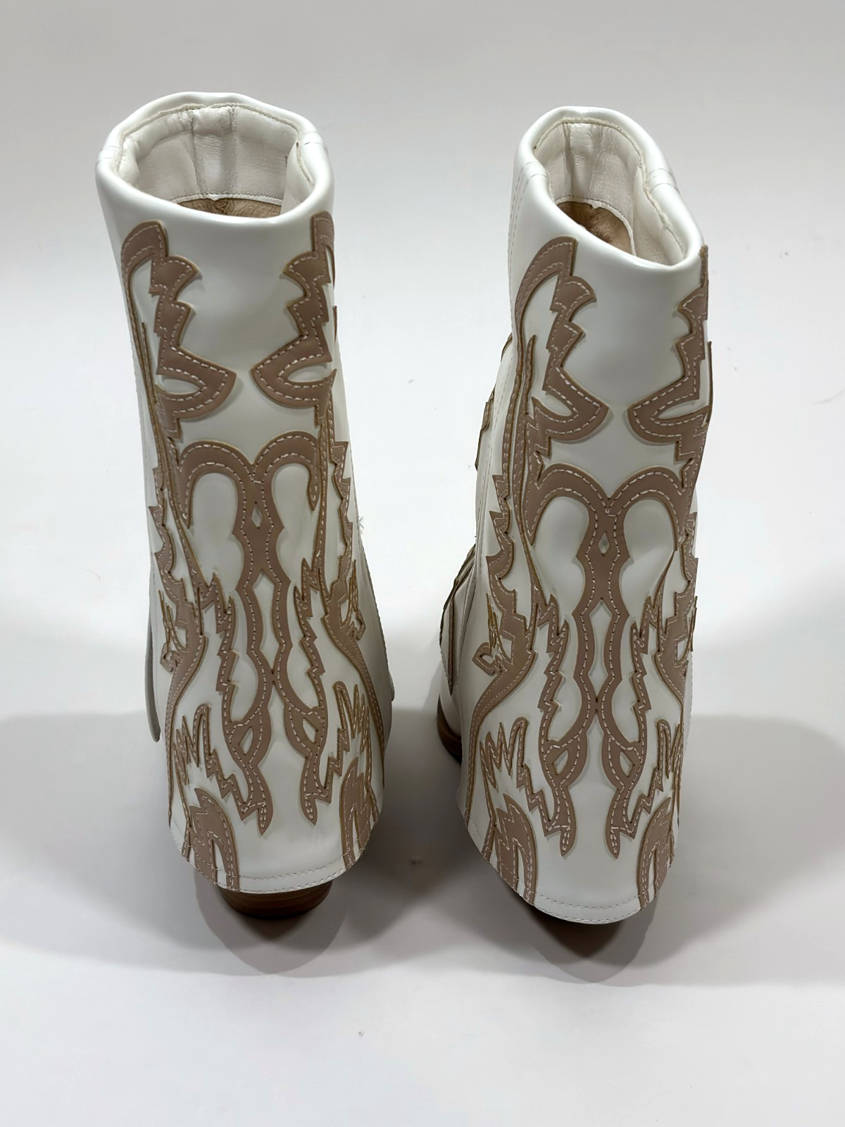 Azalea Wang Esperanza Western Cowboy Boots White Tan -  9