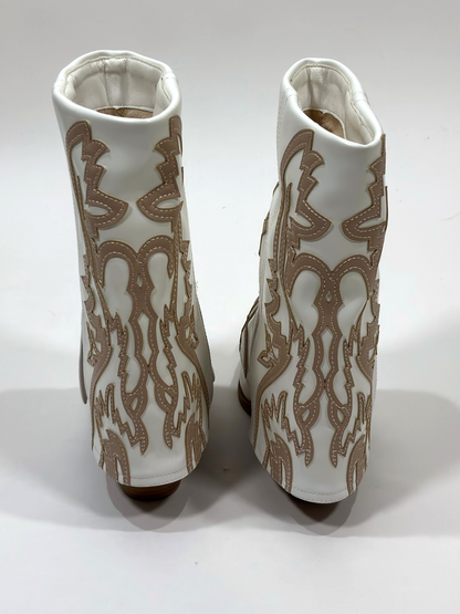 Azalea Wang Esperanza Western Cowboy Boots White Tan -  9