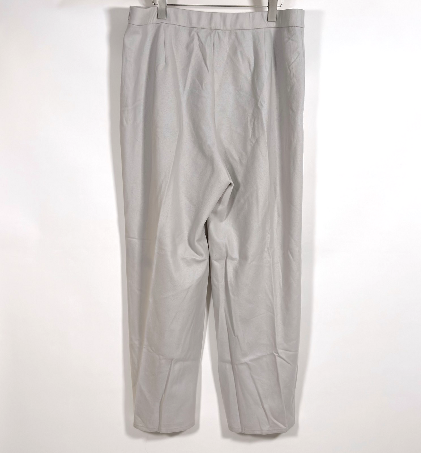 Eileen Fisher System Boiled Wool Jersey Pleated Wide-Leg Trouser Pant Chalk Gray - XL