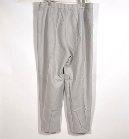 Eileen Fisher System Boiled Wool Jersey Pleated Wide-Leg Trouser Pant Chalk Gray - XL