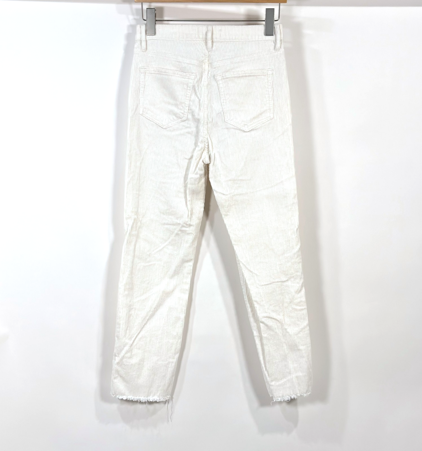 Loft Corduroy Pants Straight Leg Raw Hem High Rise White - 0/25