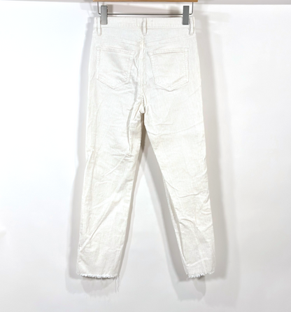 Loft Corduroy Pants Straight Leg Raw Hem High Rise White - 0/25