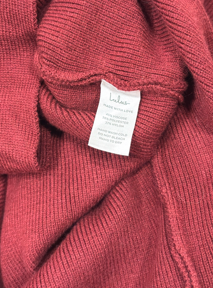 Lulu's Fall into Fashion Burgundy Dolman Sleeve Sweater Midi Dress - S