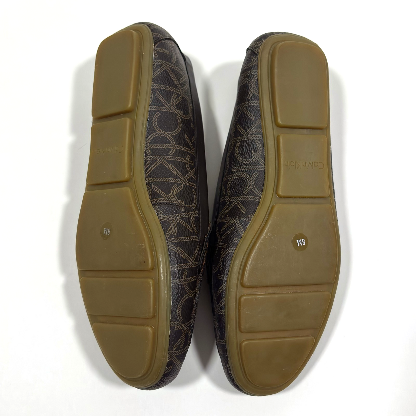 Calvin Klein Lisa Monogram Loafers Pebbled Brown Leather - 8