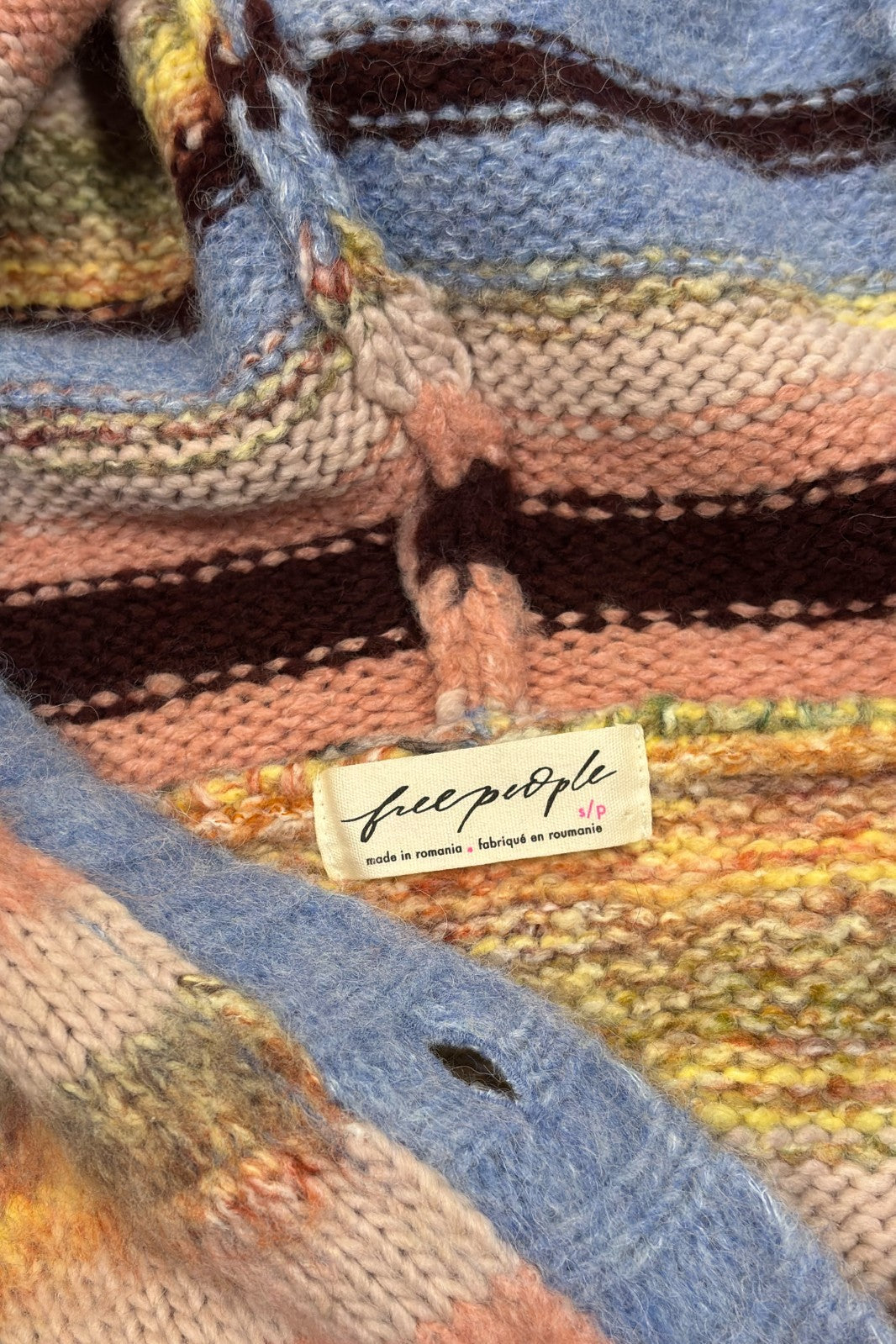 Free People Rosetta Knit Vest Pastel Stripe Hooded - S