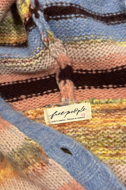 Free People Rosetta Knit Vest Pastel Stripe Hooded - S