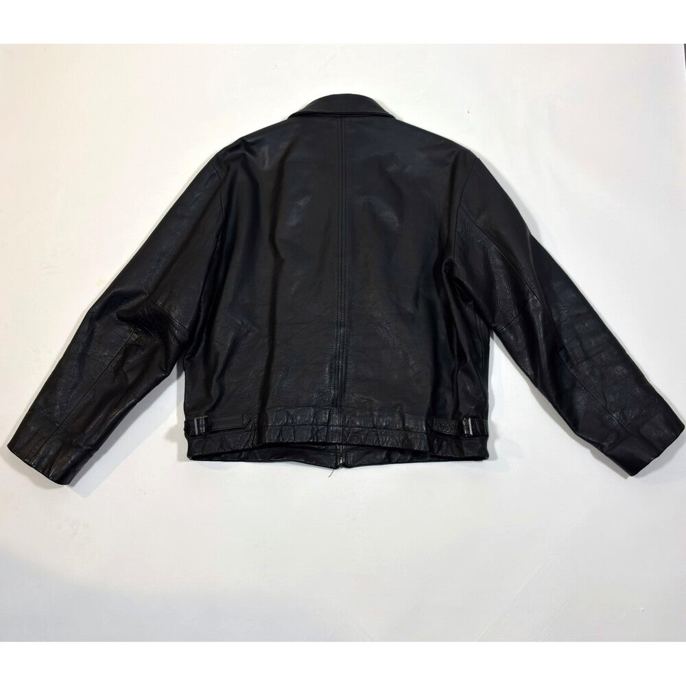 Vintage Banana Republic Leather Bomber Jacket Black Made In Korea - M