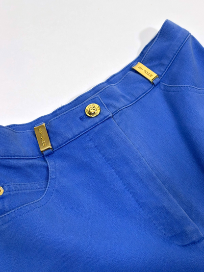 St. John Sport Essentials Blue + Gold Detail Straight Leg Pant Jean - 0
