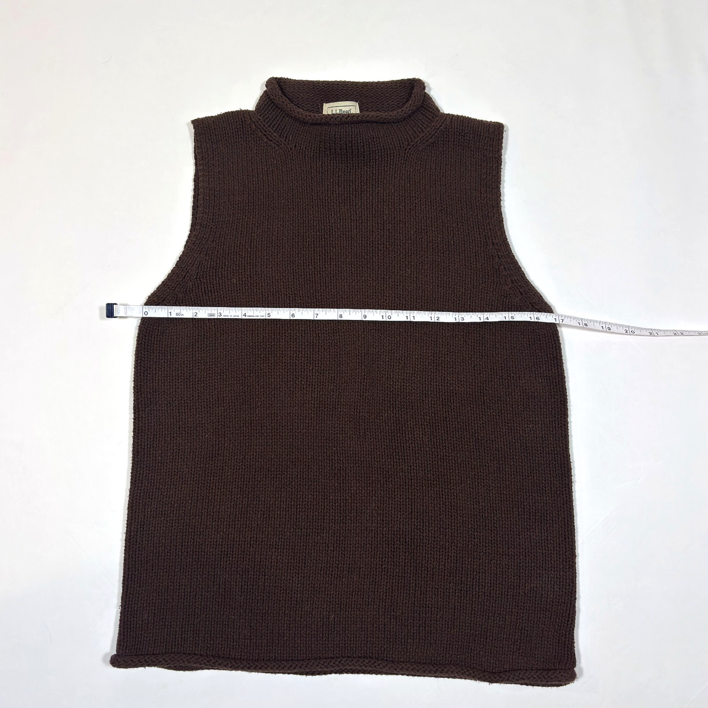 LL Bean Silk Cotton Rollneck Knit Sweater Chocolate Brown - M