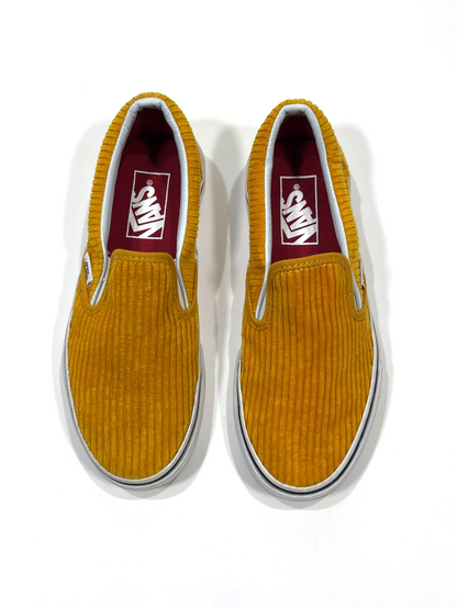 Vans Classic Slip-On Sneakers Sunflower Yellow Corduroy - Womens Size 6 / Mens 4.5