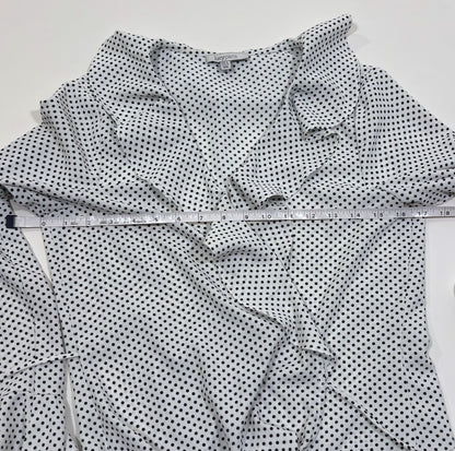 Lucy Paris Polka Dot Bell Sleeve Wrap Blouse White Black - S