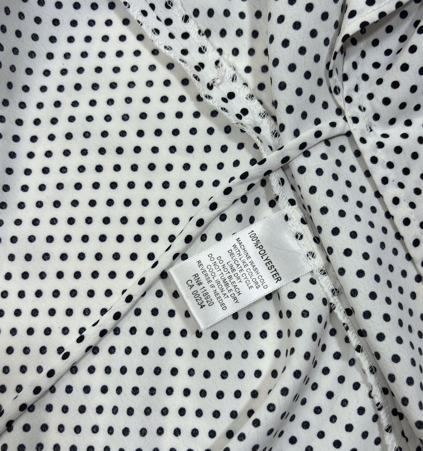 Lucy Paris Polka Dot Bell Sleeve Wrap Blouse White Black - S