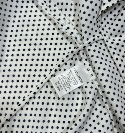Lucy Paris Polka Dot Bell Sleeve Wrap Blouse White Black - S