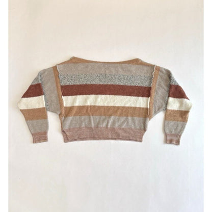 Free People Cropped Sweater Candyland Earth Tone Striped - S