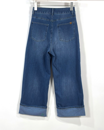 Halara Flex High Waisted Pockets Rolled Hem Wide Leg Jeans - XS Petite