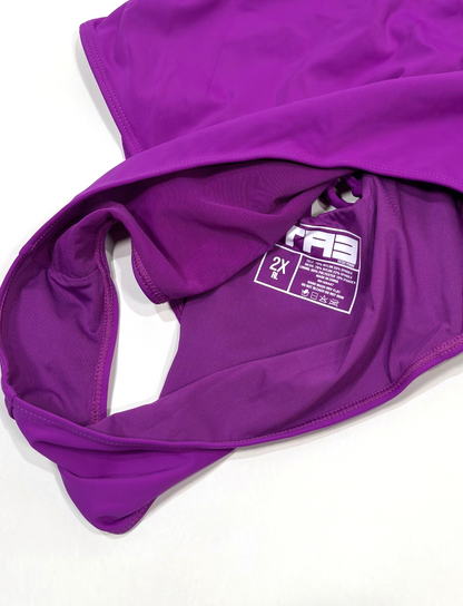 TA3 High Cut Plungey Shapewear Swimsuit Orchid Purple - 2X