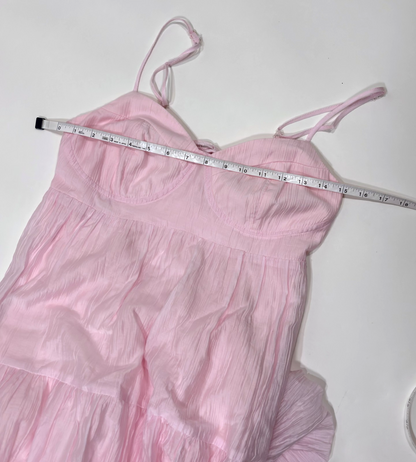 Listicle Light Pink Sleeveless Tiered Maxi Dress Open Back - M
