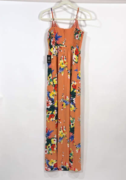 Express Peach Floral Side Slit Maxi Dress - XS