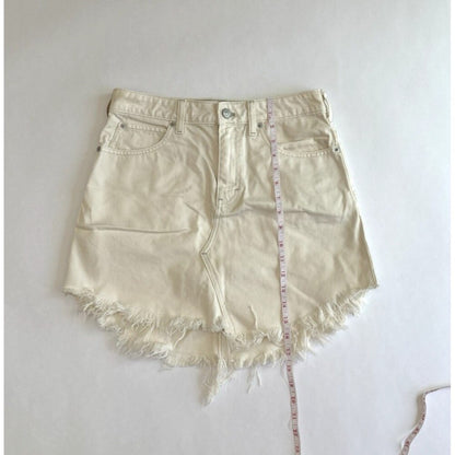Free People Bailey Denim Jean Skirt Raw Hem White - 26