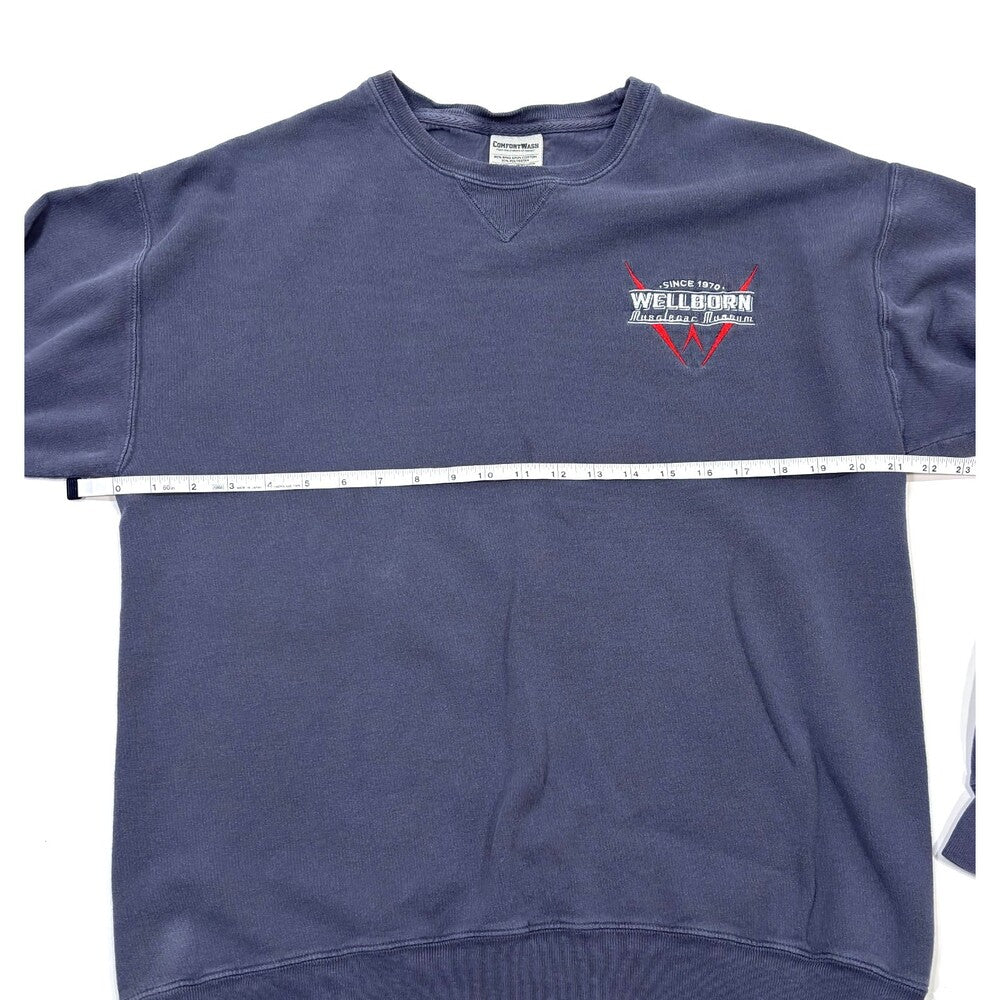 Wellborn Musclecar Museum Embroidered Sweatshirt Crewneck Blue - M
