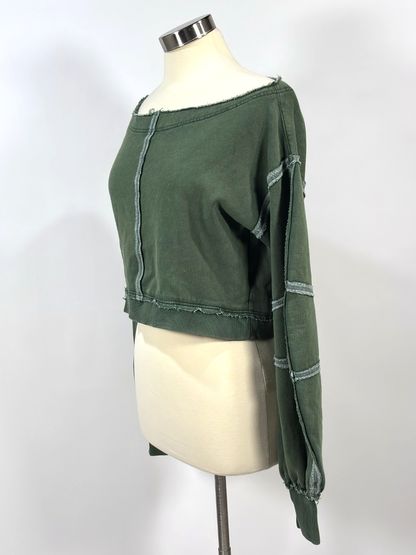 Free People All That Sweatshirt Forest Olive Green - S