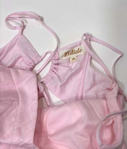 Listicle Light Pink Sleeveless Tiered Maxi Dress Open Back - M