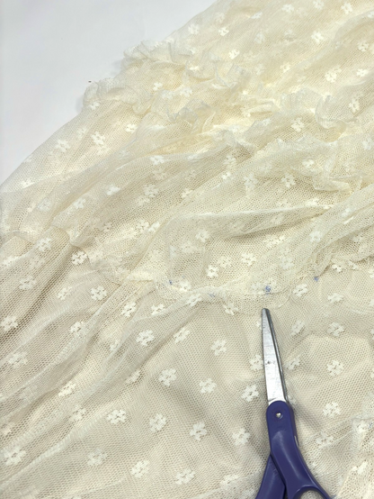 POL Romantic Ivory Skirt Layered Floral Lace Swiss Dot - One Size