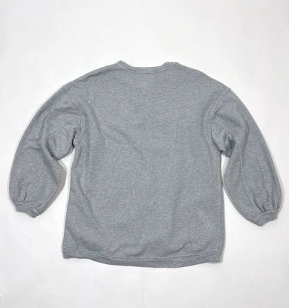Aerie Real Crew Sweatshirt Alumni Heather Grey Blue Embroidered - XS