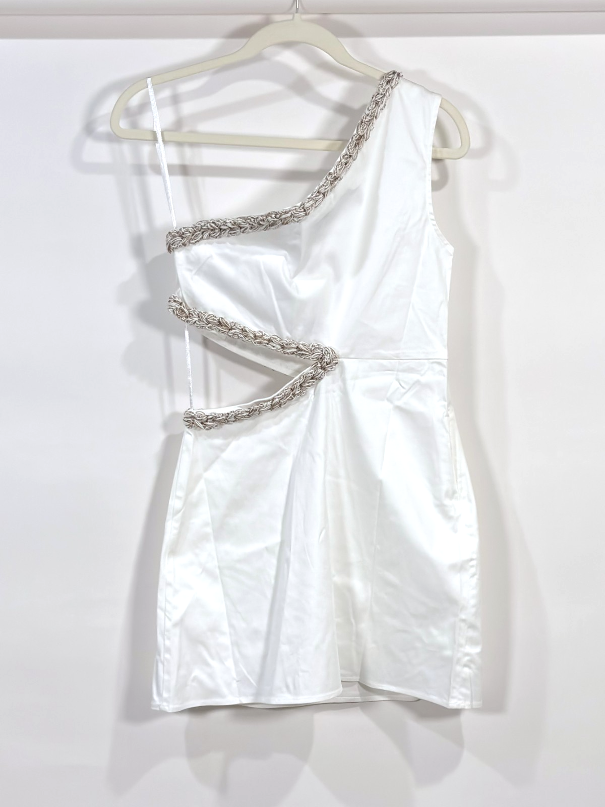My Beachy Side One Shoulder Cutout Mini Dress White - S