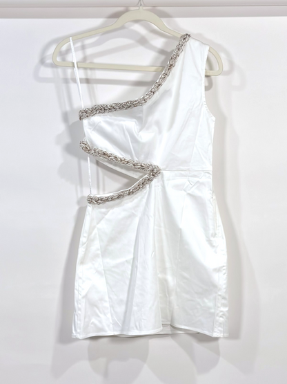 My Beachy Side One Shoulder Cutout Mini Dress White - S