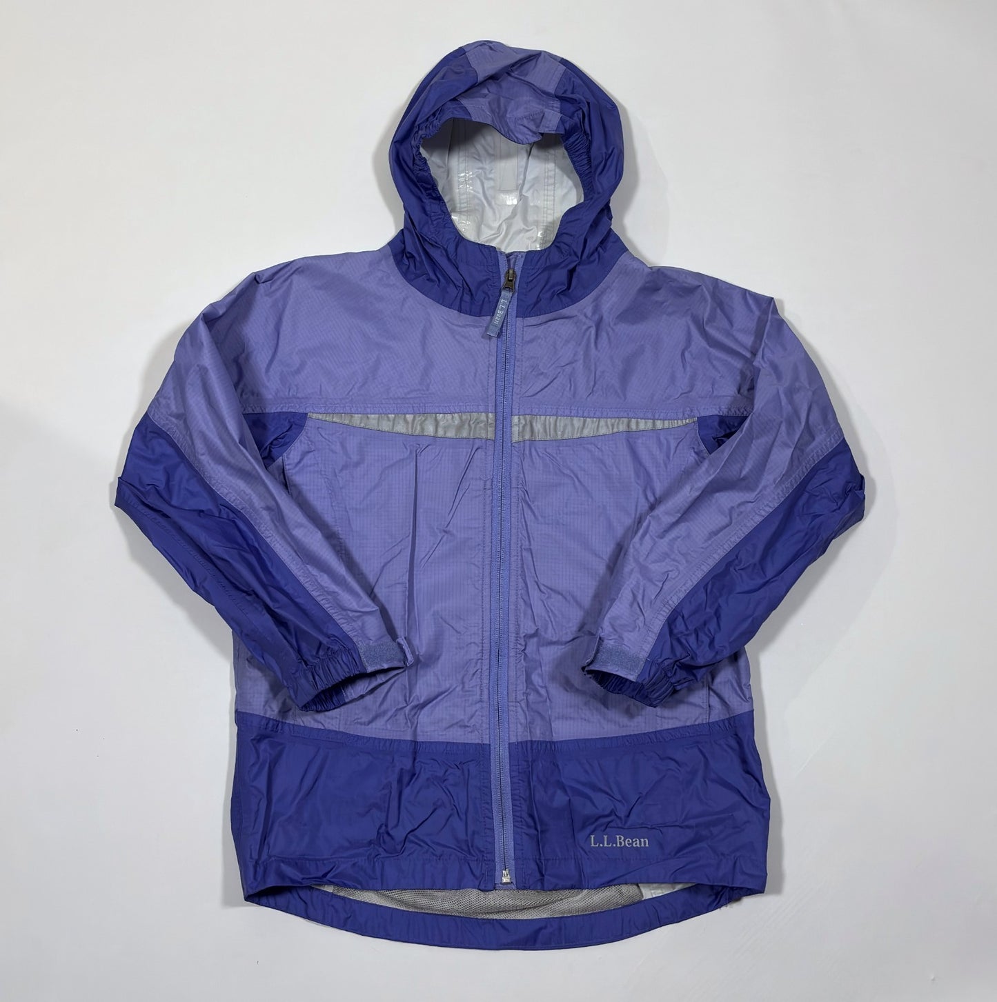 LL Bean Rain Coat Jacket Windbreaker Hoodie Blue - Kids 10-12