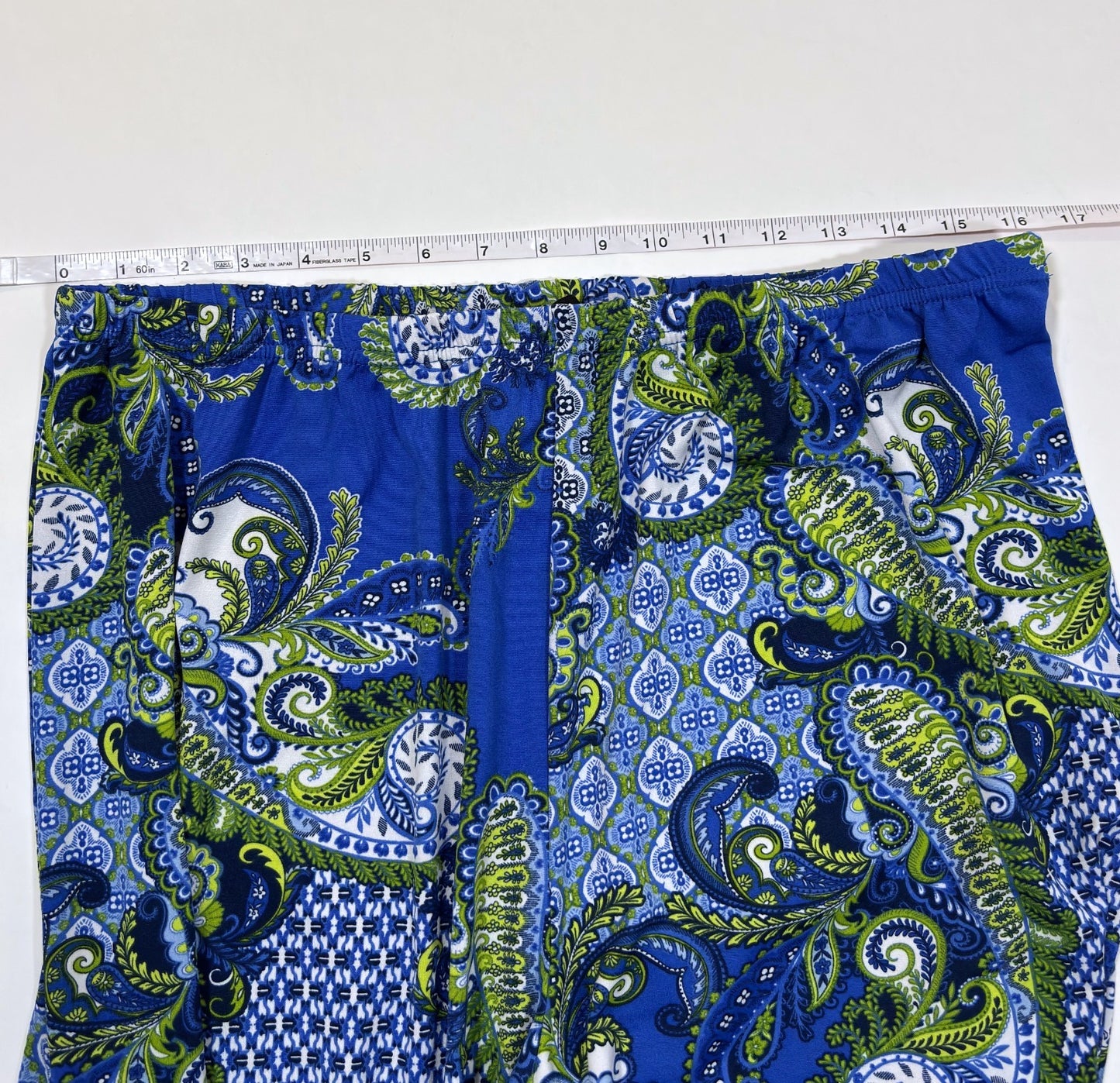 Zac & Rachel Wide Leg Trouser Pants Blue Green Paisley Print - XL