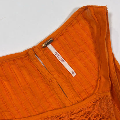 Free People Constant Crush Crochet Tank Top Orange - S