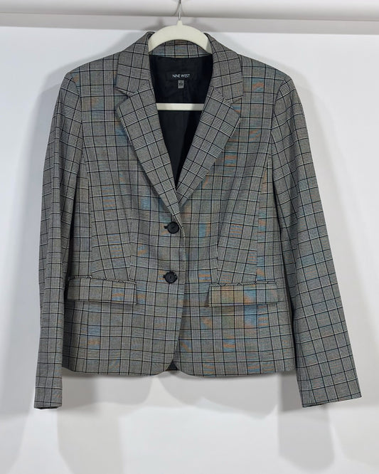 Nine West Plaid Two Button Blazer Jacket - 4