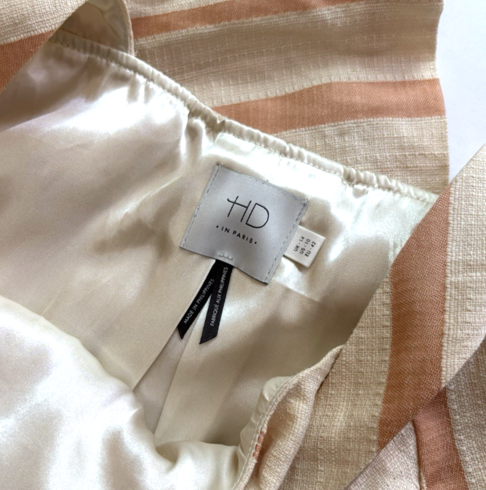 Anthropologie HD Paris Sleeveless Blouse Tank Chevron Peach Cream - 10