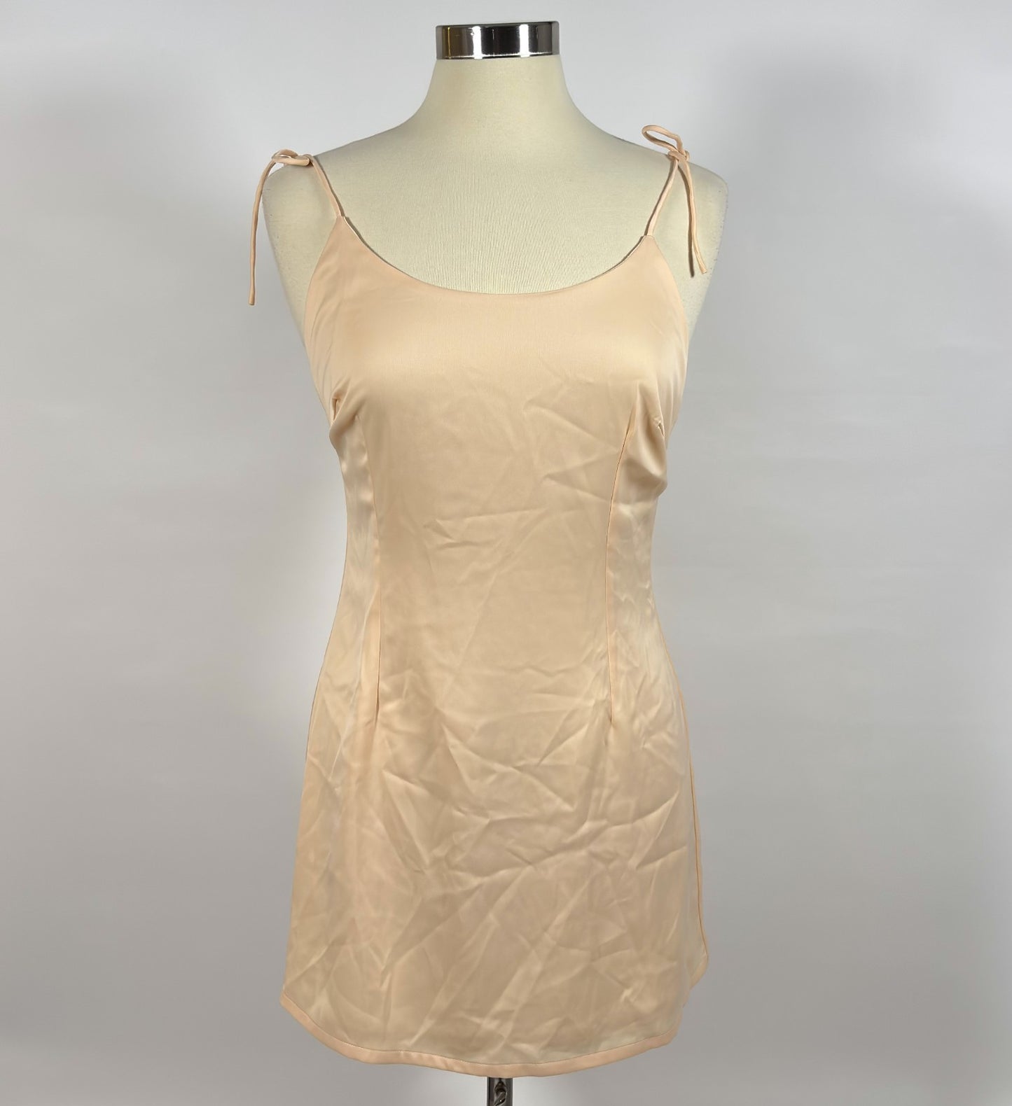 Nasty Gal Slinky Satin Mini Slip Dress Champange Low Back - 6