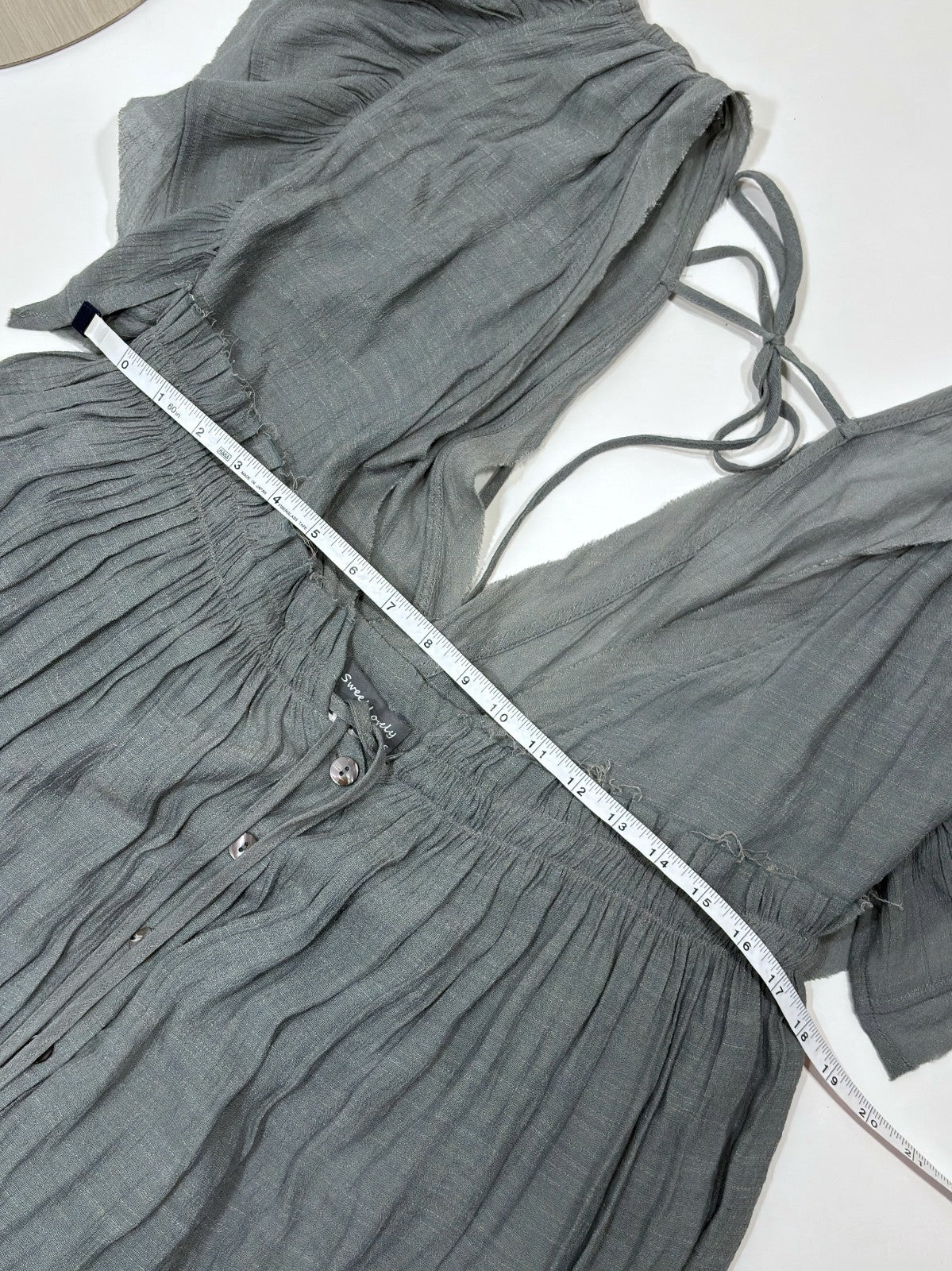 Sweet Lovely by Jen Ruffle Sleeve Button Front Maxi Dress Dove - S